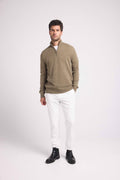 Pull Col Zippe Montant Zalman - Vert Khaki - Homme
