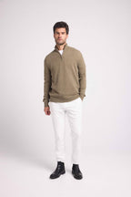 Pull Col Zippe Montant Zalman - Vert Khaki - Homme