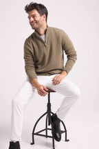 Pull Col Zippe Montant Zalman - Vert Khaki - Homme