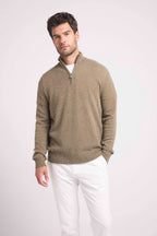 Pull Col Zippe Montant Zalman - Vert Khaki - Homme