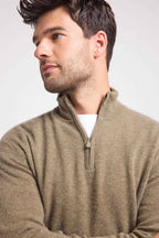 Pull Col Zippe Montant Zalman - Vert Khaki - Homme