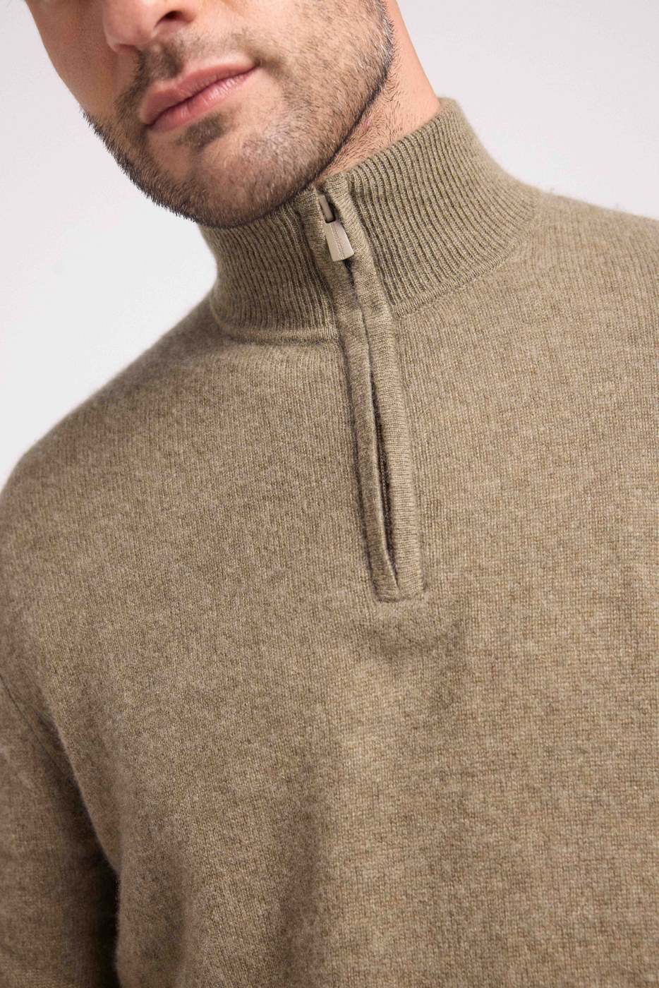 Pull Col Zippe Montant Zalman - Vert Khaki - Homme