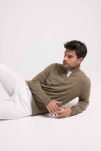 Pull Col Zippe Montant Zalman - Vert Khaki - Homme