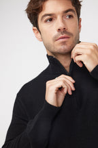 Zalman Rullekrave Trøje Med Lynlås - Sort - Herre
