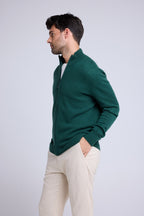 Strickjacke mit Reißverschluss und Stehkragen Zamil - Flaschengrün