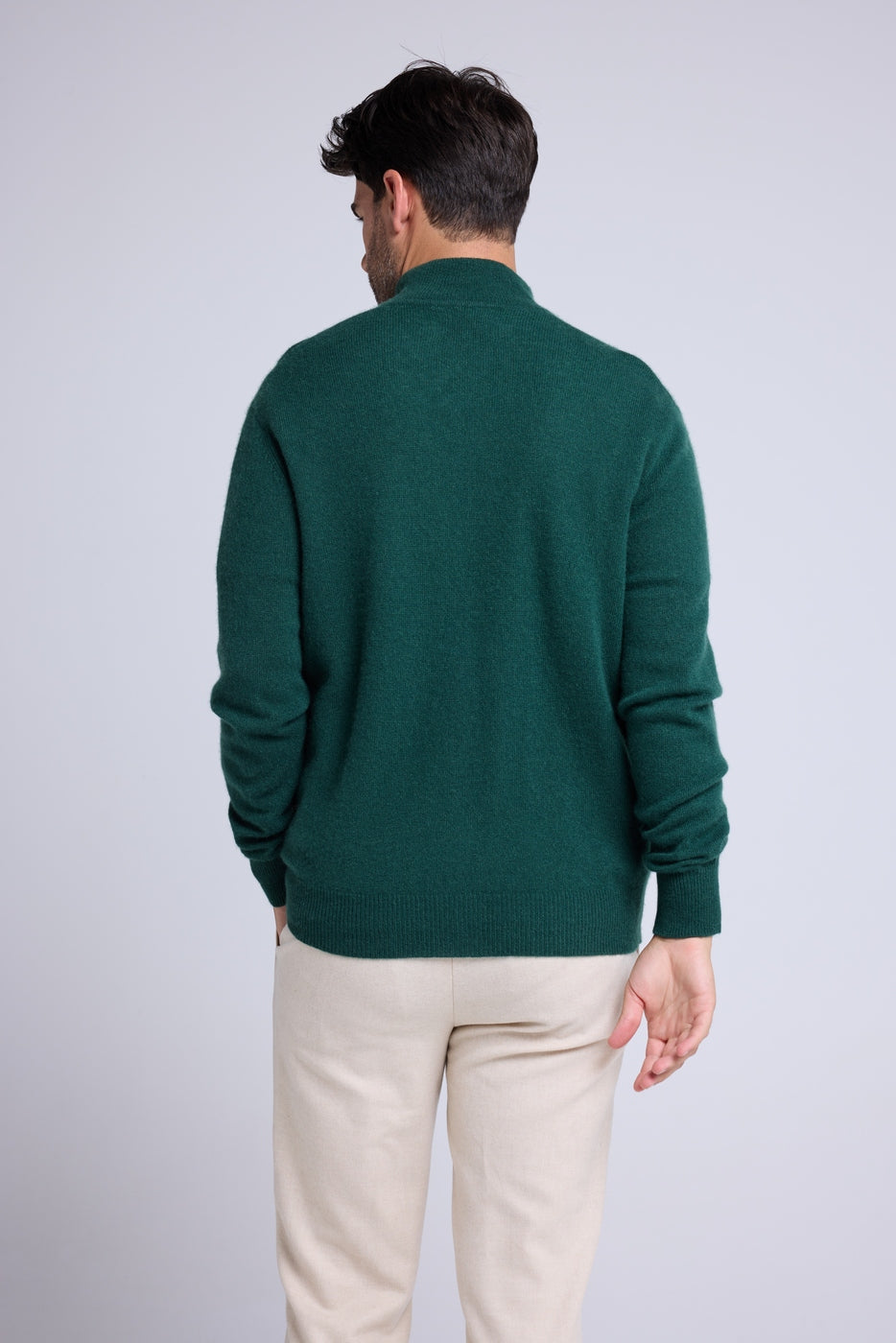 Strickjacke mit Reißverschluss und Stehkragen Zamil - Flaschengrün
