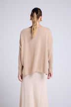 Poncho-Pullover mit V-Ausschnitt Zancha – Cremeweiß – Damen
