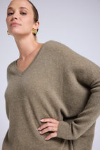 Maglione a poncho con scollo a V Zancha - Verde kaki - Donna