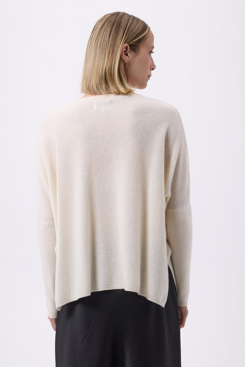 Pull Col V Poncho Zancha - Blanc - Femme
