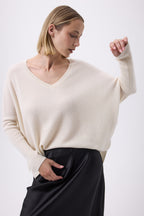 Pull Col V Poncho Zancha - Blanc - Femme