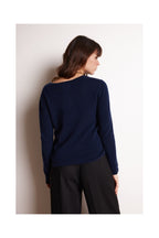 Pull Col Rond Love Heritage Zaphira - Bleu Marine Rouge - Femme