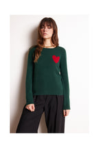 Pull Col Rond Love Heritage Zaphira - Vert Bouteille Rouge