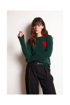 Pull Col Rond Love Heritage Zaphira - Vert Bouteille Rouge