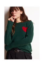 Pull Col Rond Love Heritage Zaphira - Vert Bouteille Rouge