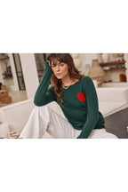 Pull Col Rond Love Heritage Zaphira - Vert Bouteille Rouge