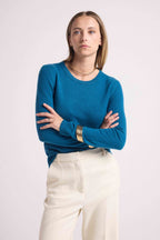 Pull Col Rond Zara - Bleu Peacock - Femme