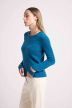 Pull Col Rond Zara - Bleu Peacock - Femme