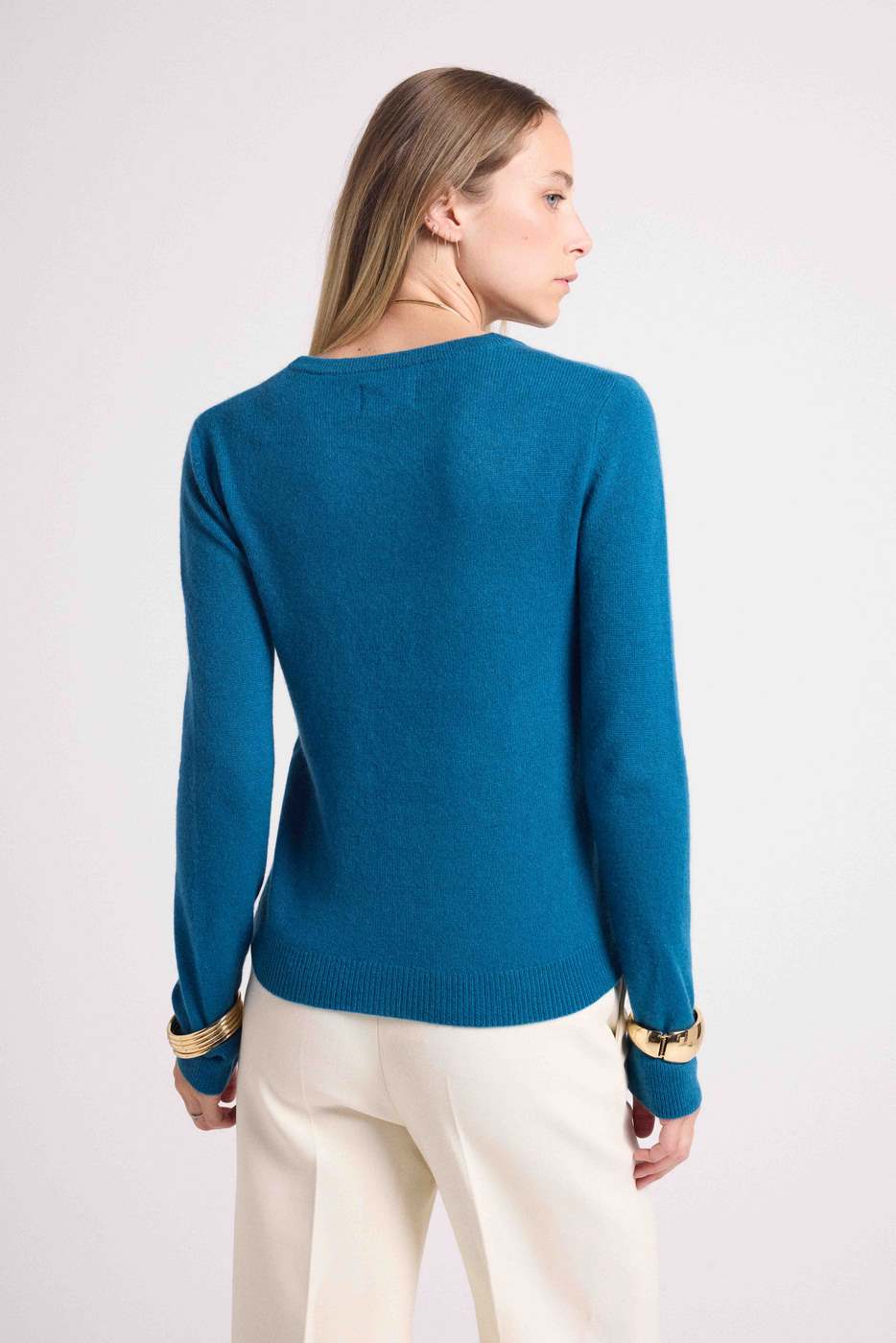 Pull Col Rond Zara - Bleu Peacock - Femme