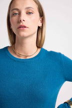 Pull Col Rond Zara - Bleu Peacock - Femme