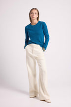 Pull Col Rond Zara - Bleu Peacock - Femme