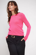 Zara Striktrøje Med Rund Hals - Neonpink