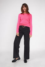 Zara Striktrøje Med Rund Hals - Neonpink