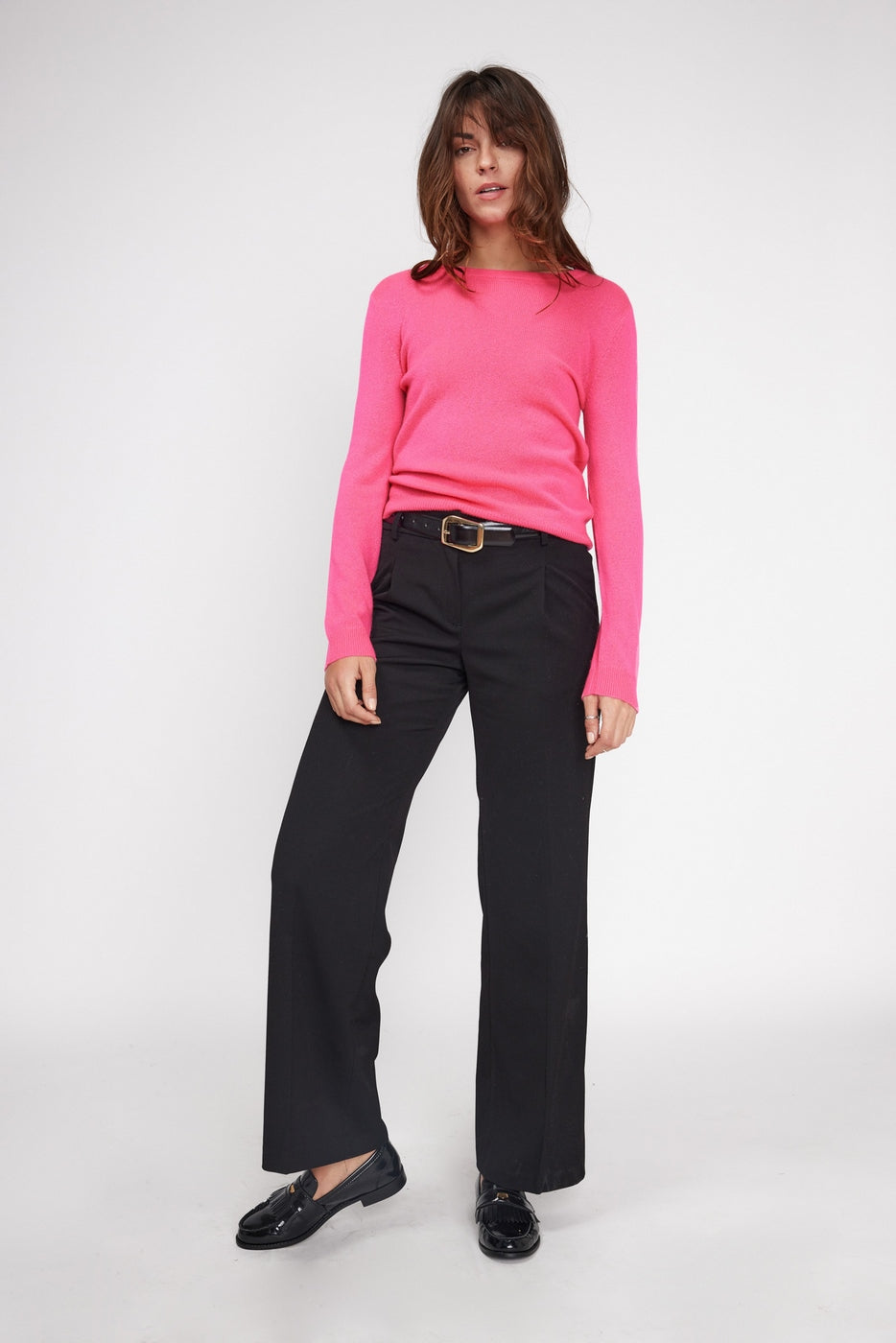 Zara Striktrøje Med Rund Hals - Neonpink