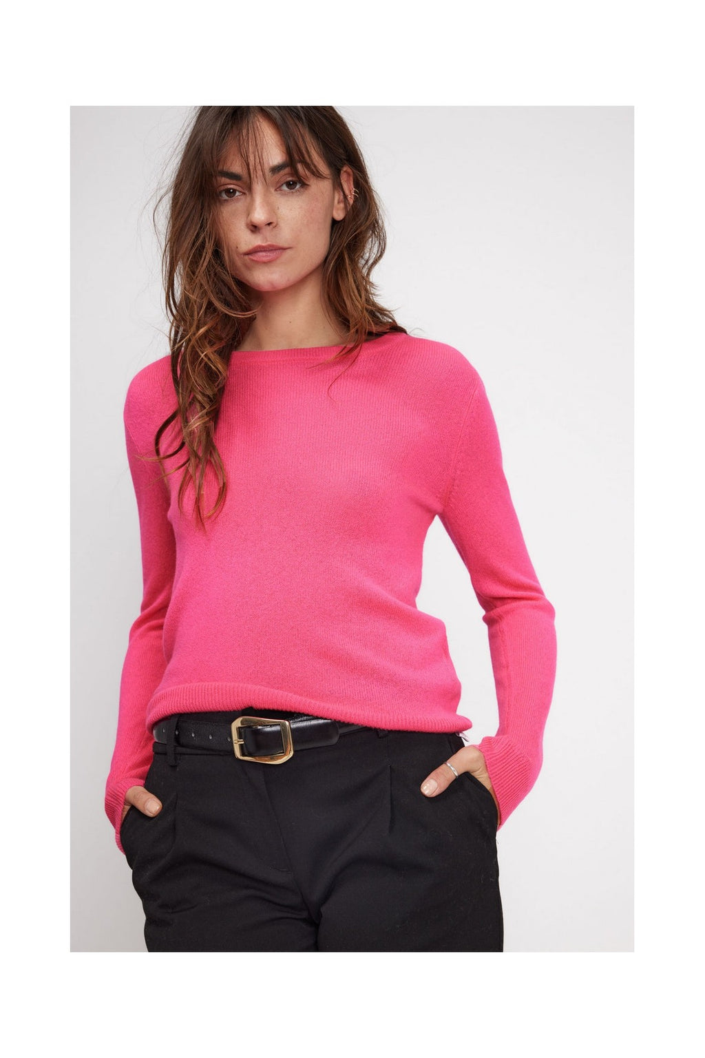 Zara Striktrøje Med Rund Hals - Neonpink