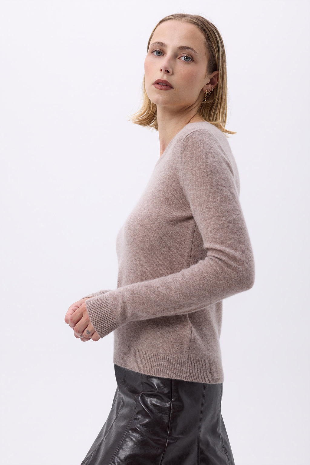 Damen-Rundhalspullover Zara - Taupe - Damen
