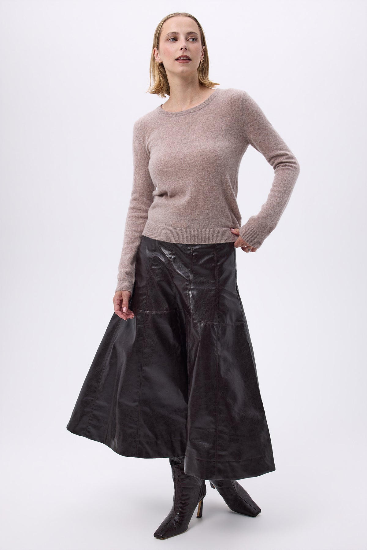 Damen-Rundhalspullover Zara - Taupe - Damen