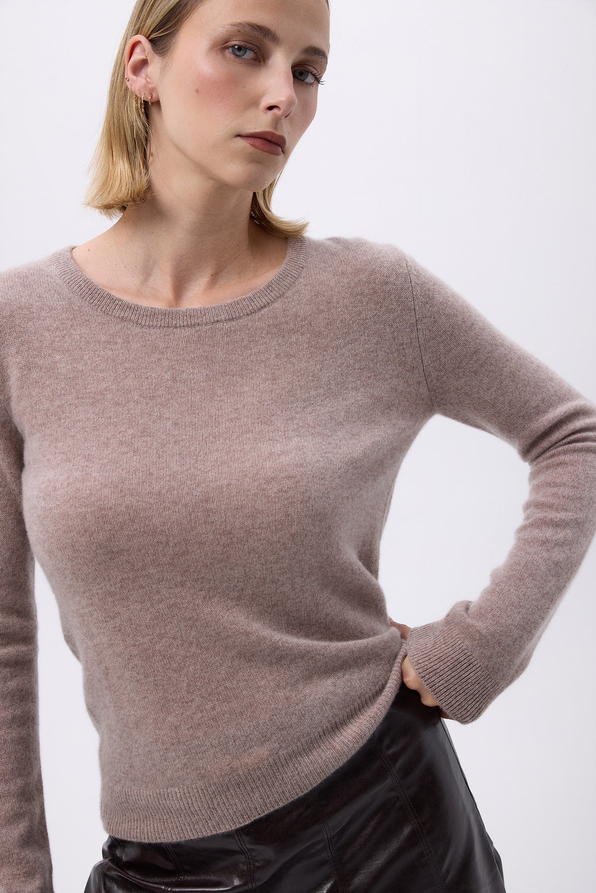 Damen-Rundhalspullover Zara - Taupe - Damen
