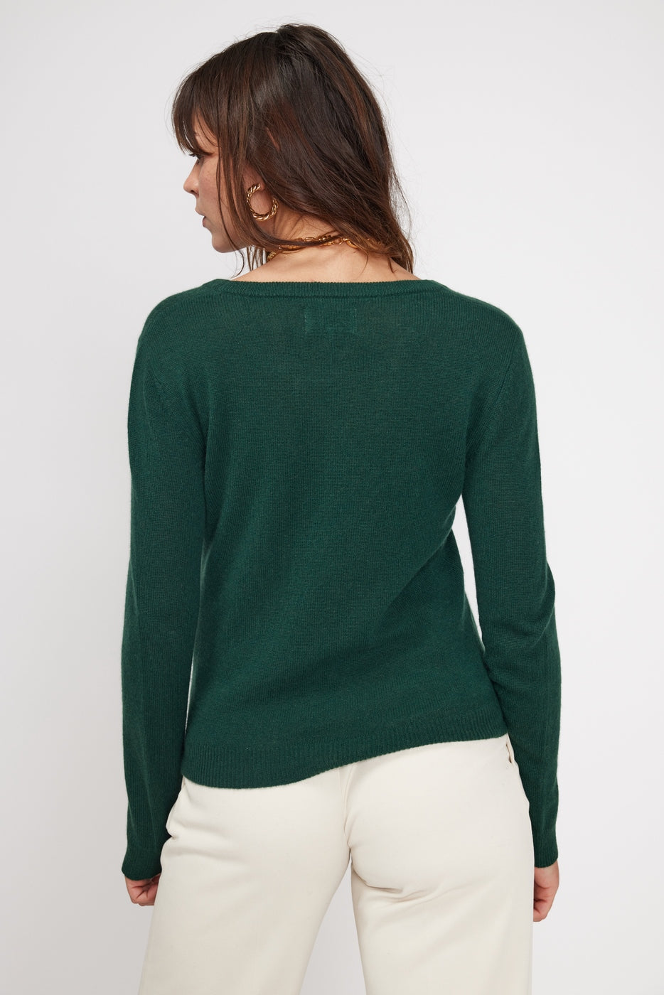 Zara Rundhalset Strikbluse - Flaskegrøn - Dame
