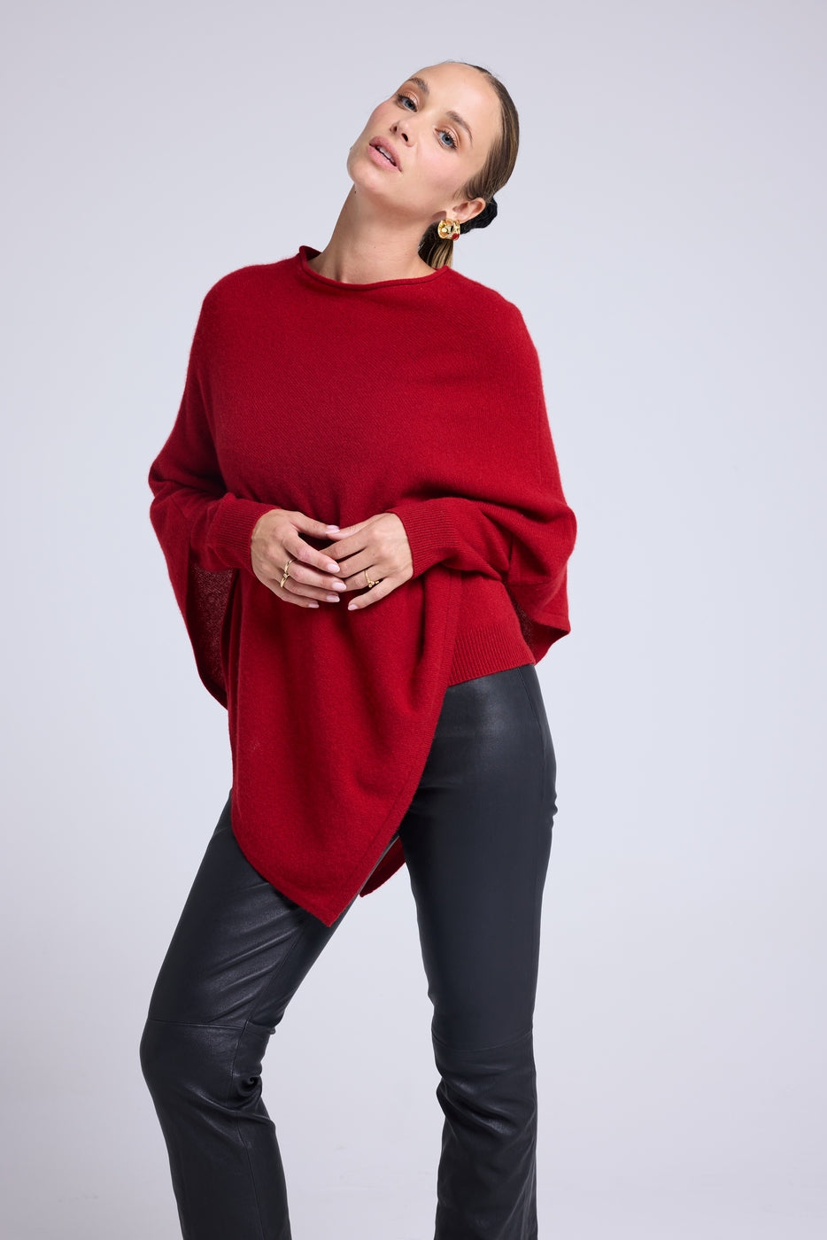 Capa poncho Zarina - Rojo burdeos - Mujer