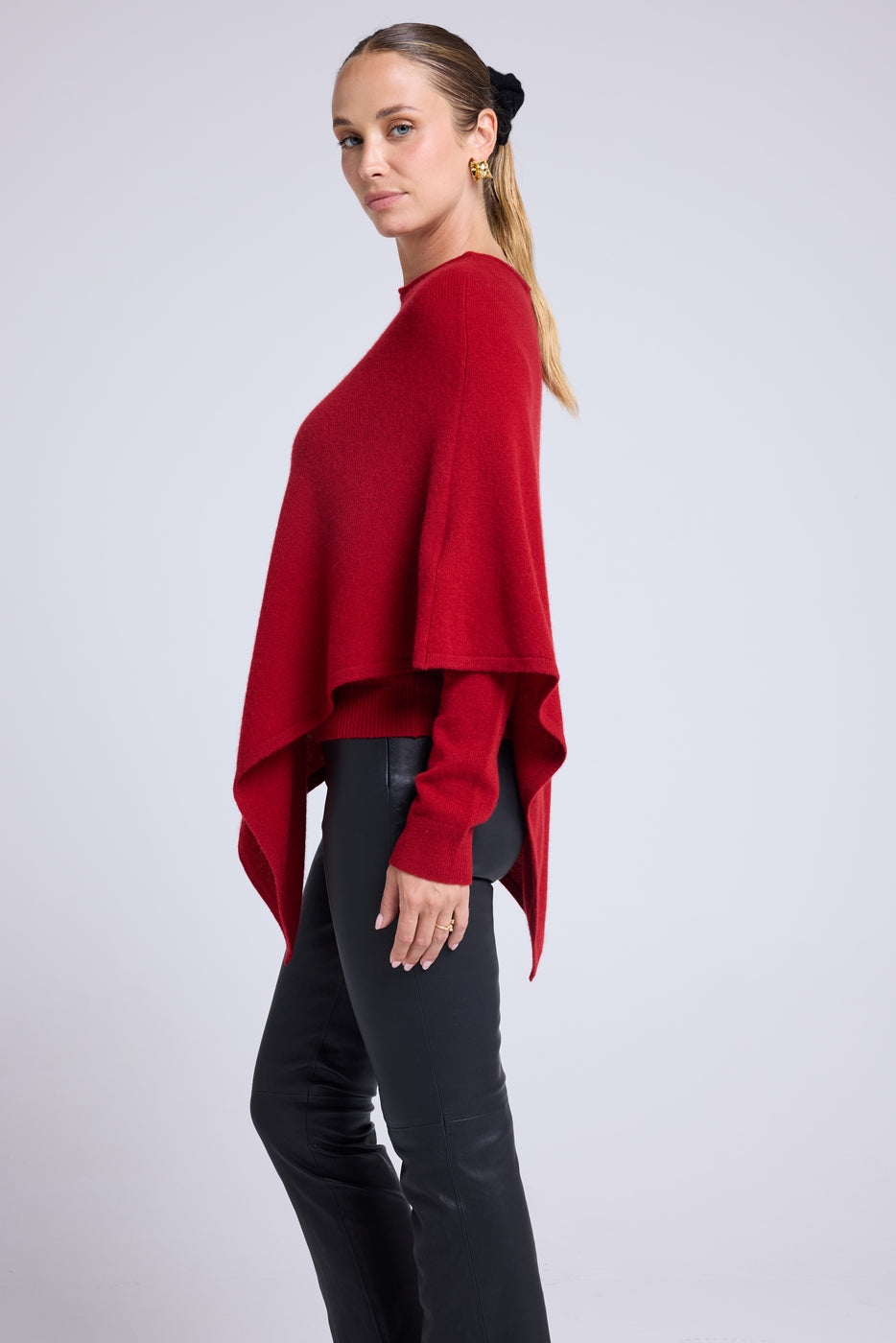 Capa poncho Zarina - Rojo burdeos - Mujer
