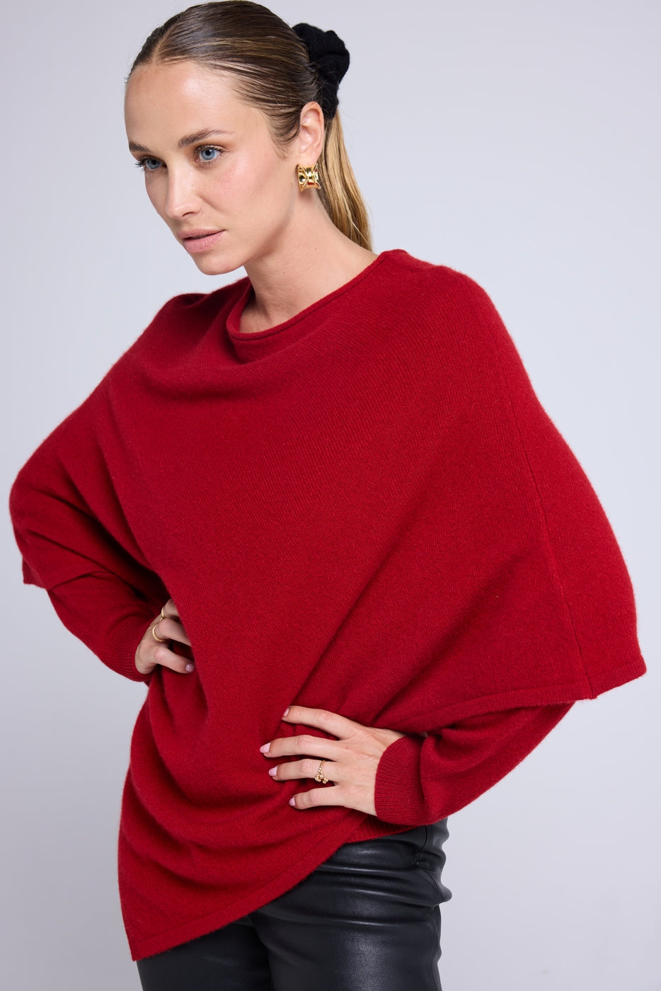 Capa poncho Zarina - Rojo burdeos - Mujer