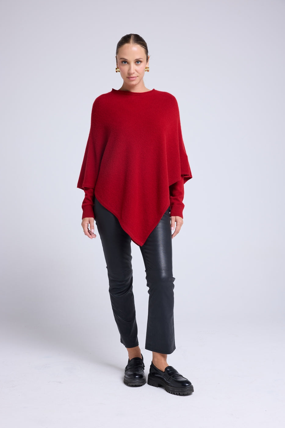 Capa poncho Zarina - Rojo burdeos - Mujer