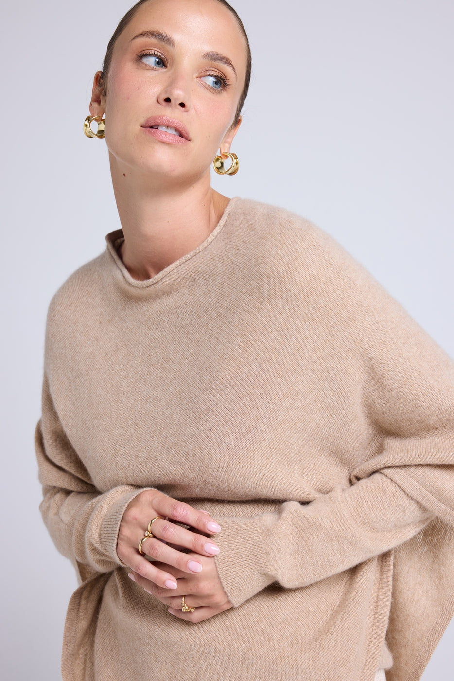 Zarina Poncho Cape - Cream Beige