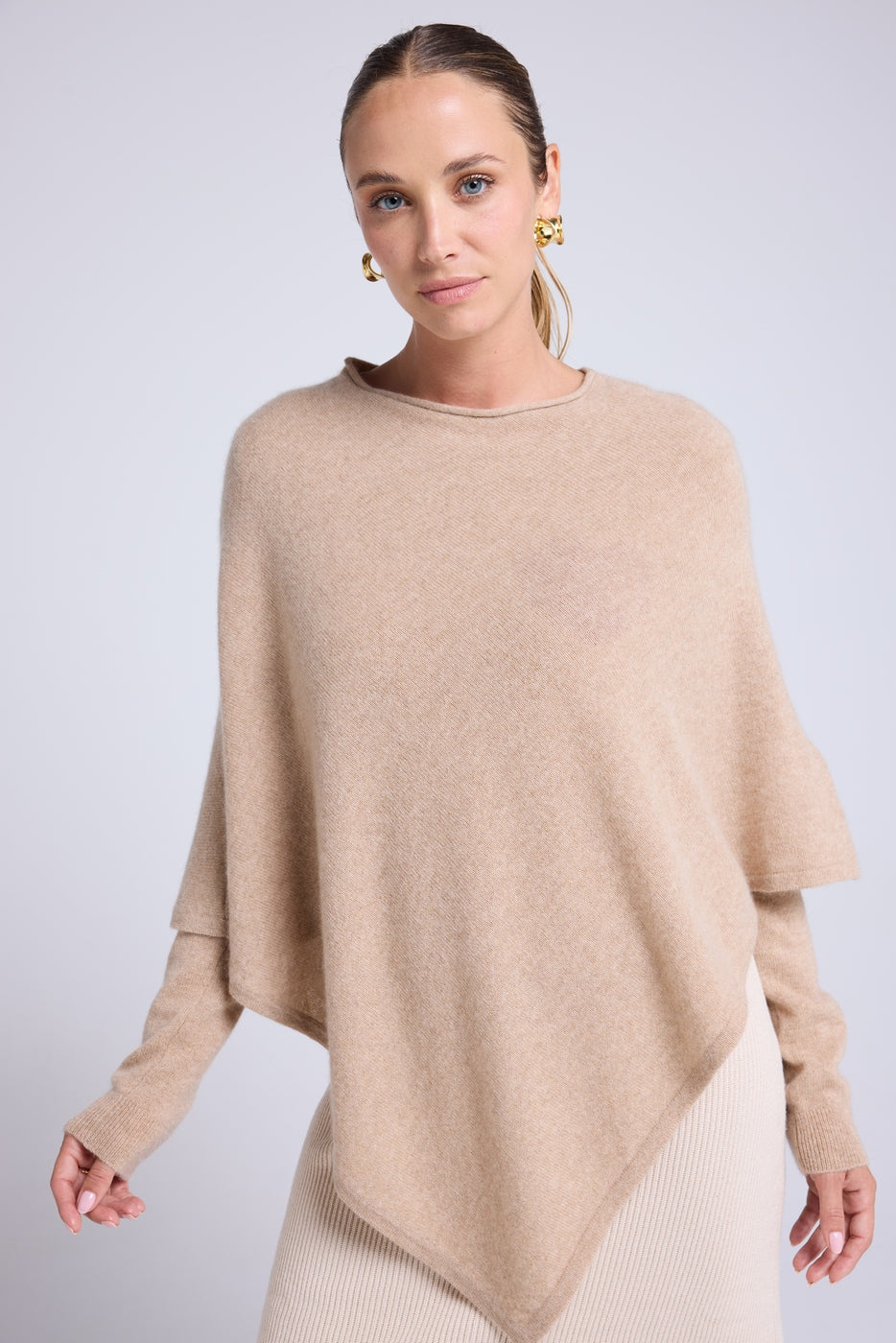 Zarina Poncho Cape - Cream Beige