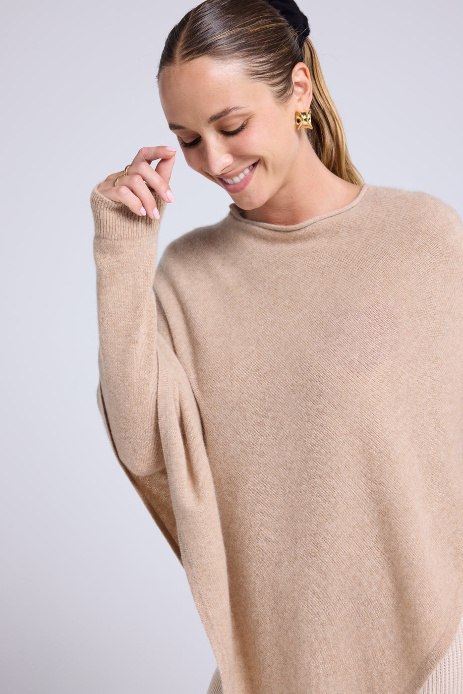 Zarina Poncho Cape - Cream Beige