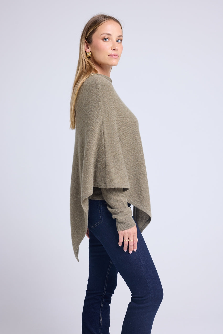 Poncho-cape Zarina - Kaki groen - Dames