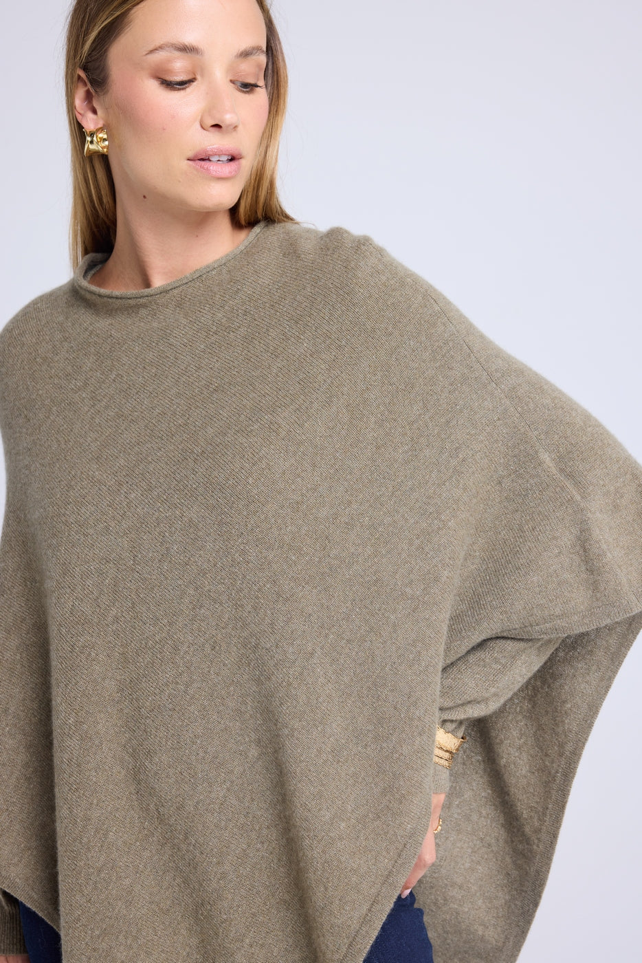 Poncho-cape Zarina - Kaki groen - Dames