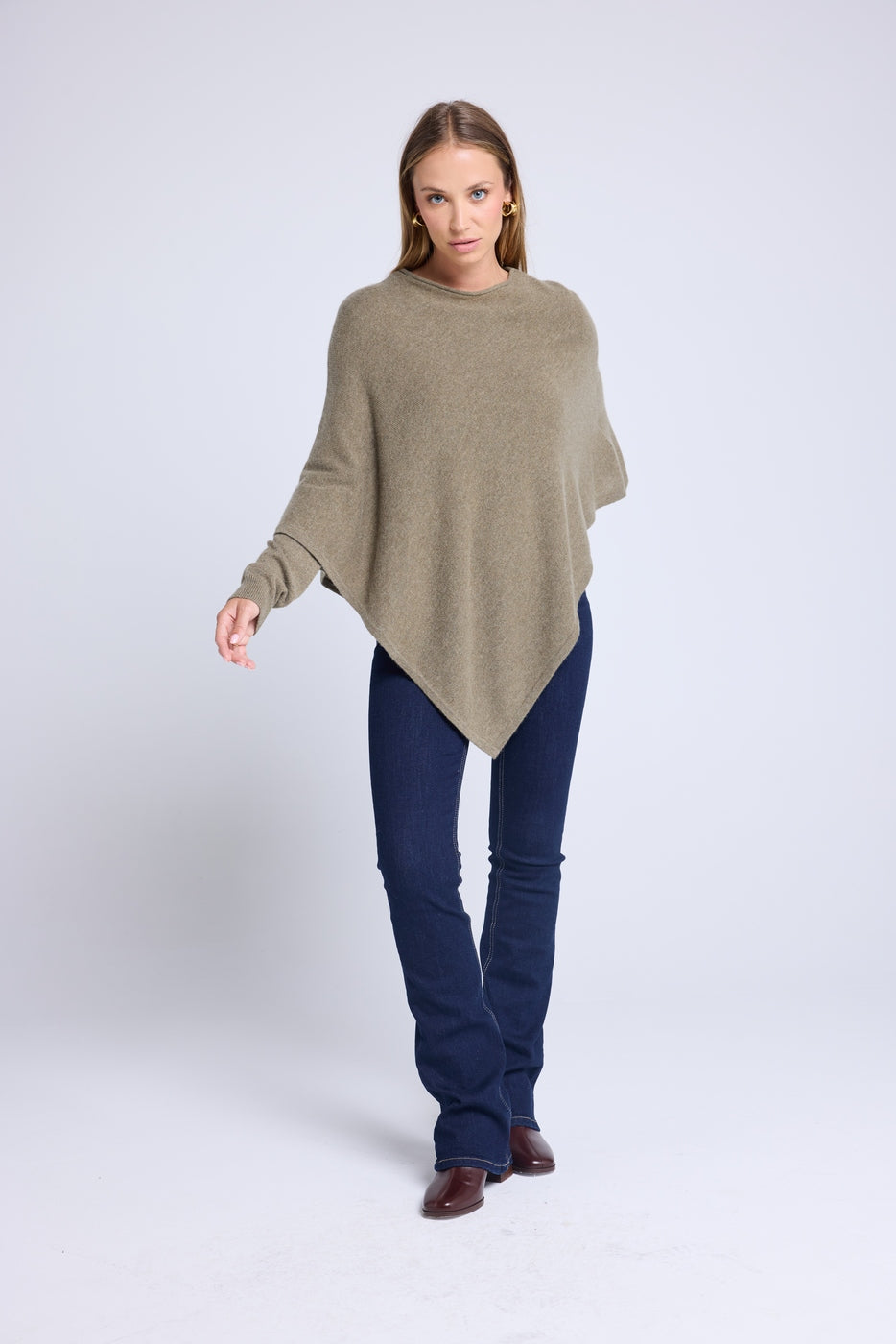 Poncho-cape Zarina - Kaki groen - Dames