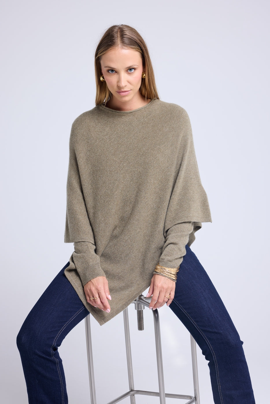 Poncho-cape Zarina - Kaki groen - Dames