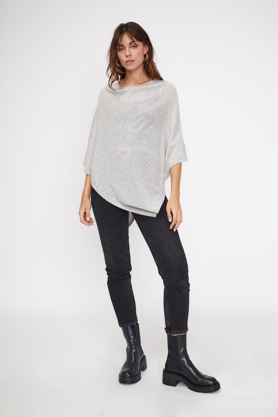 Poncho-cape Zarina - Lichtgrijs - Dames