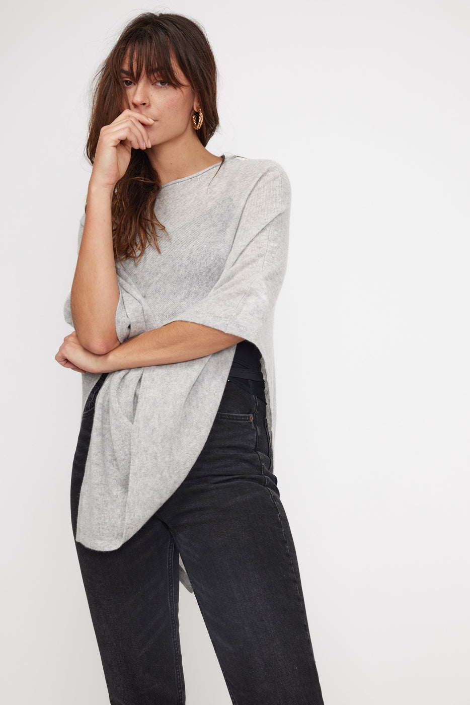 Poncho-cape Zarina - Lichtgrijs - Dames