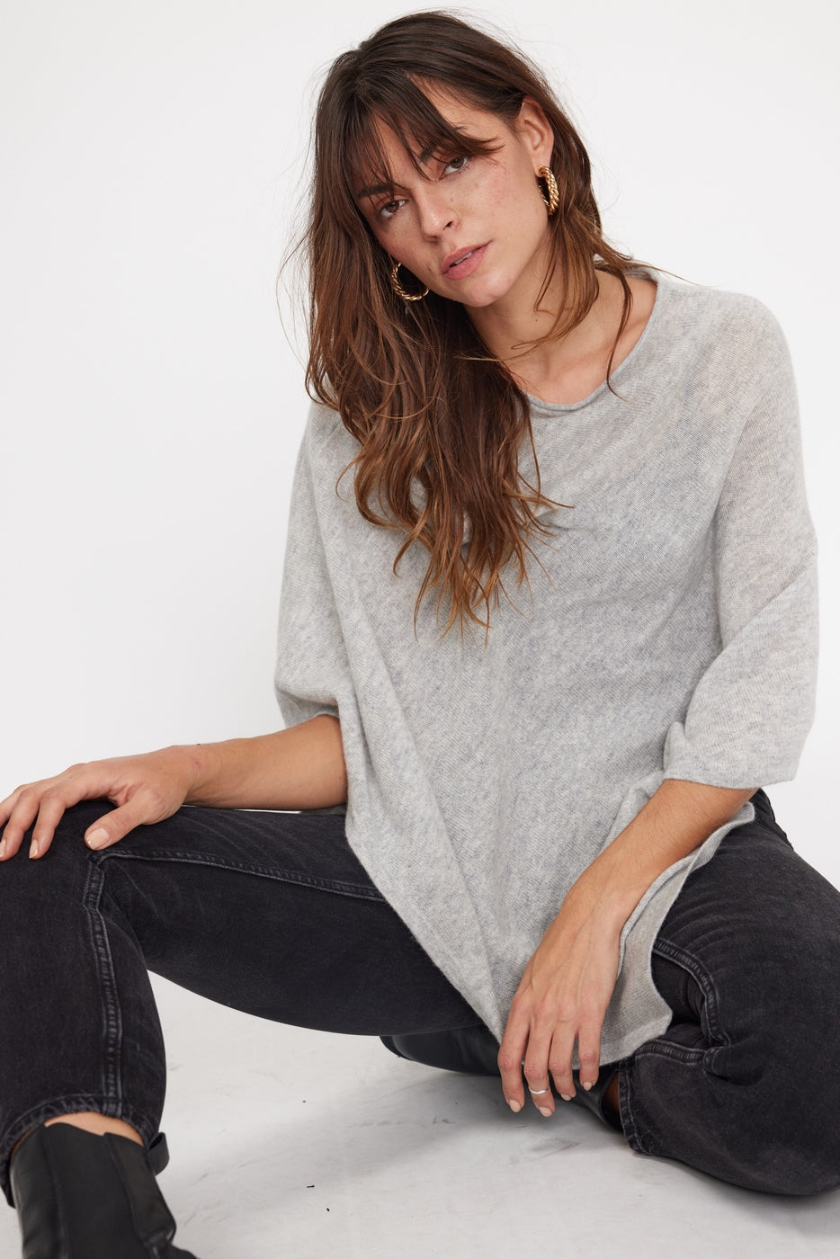 Poncho-cape Zarina - Lichtgrijs - Dames