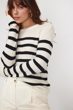 Sweter w paski marinière Zarol – Biało-czarny – Damski