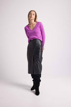 Pull Col V Zefina - Violet Fluo - Femme