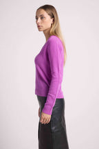 Pull Col V Zefina - Violet Fluo - Femme