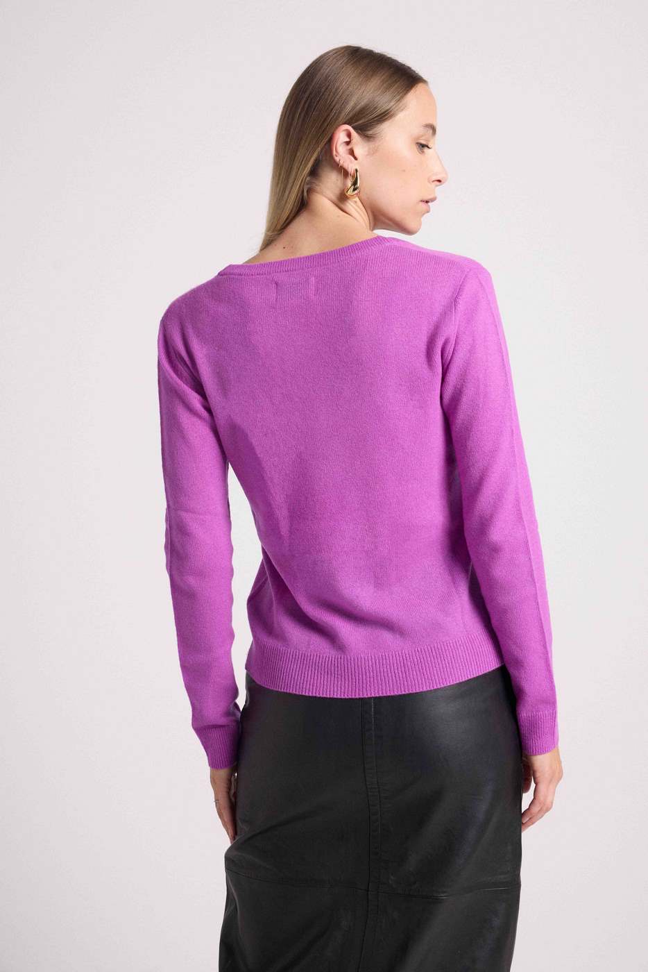 Pull Col V Zefina - Violet Fluo - Femme
